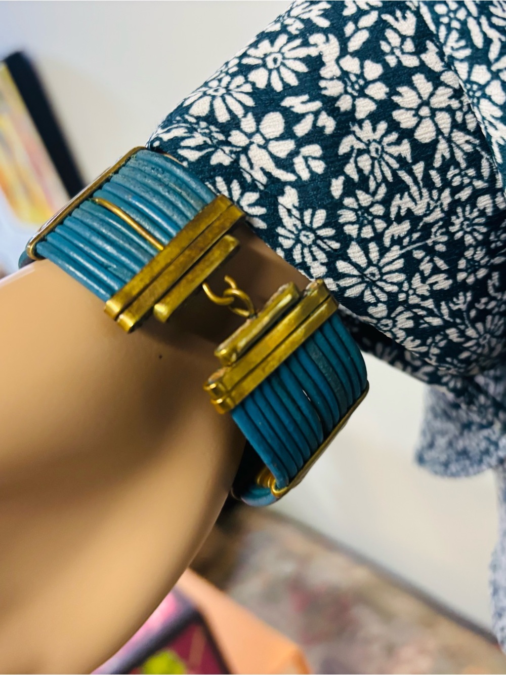 ❤️Vintage Alexis Kirk Egyptian Revival Leather Parure Necklace and Bracelet - Picture 4 of 9